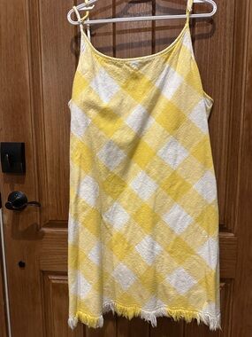 Natural Reflections Yellow and White Gingham Midi Dress